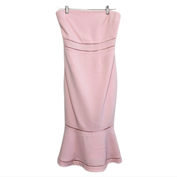Revolve Likely dress size 6 pink midi strapless fluted